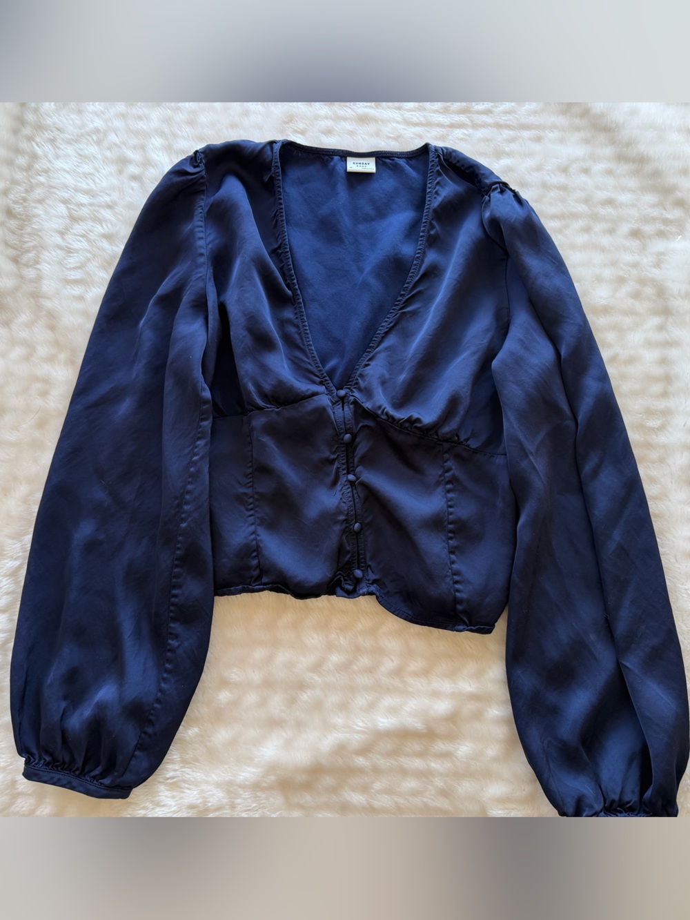 Aritzia Sunday Best Tatiana Blouse | Navy | Size 10